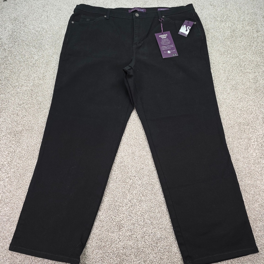 Gloria Vanderbilt Amanda Classic Fit Tapered Jeans Black 20W Short Plus Size NWT